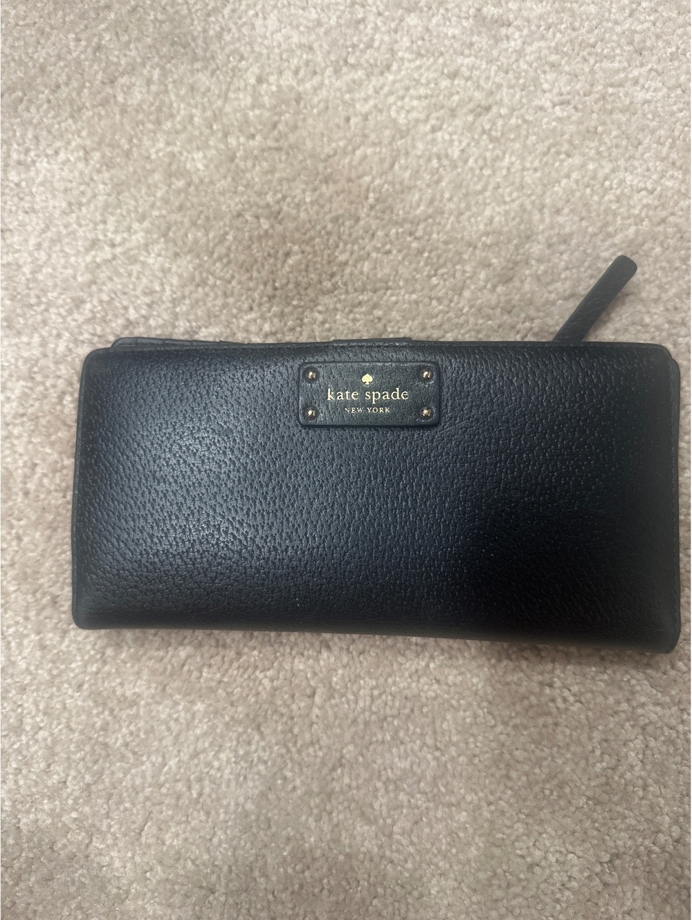 (4)Kate Spade New York Black Leather Wallet with Gold Logo